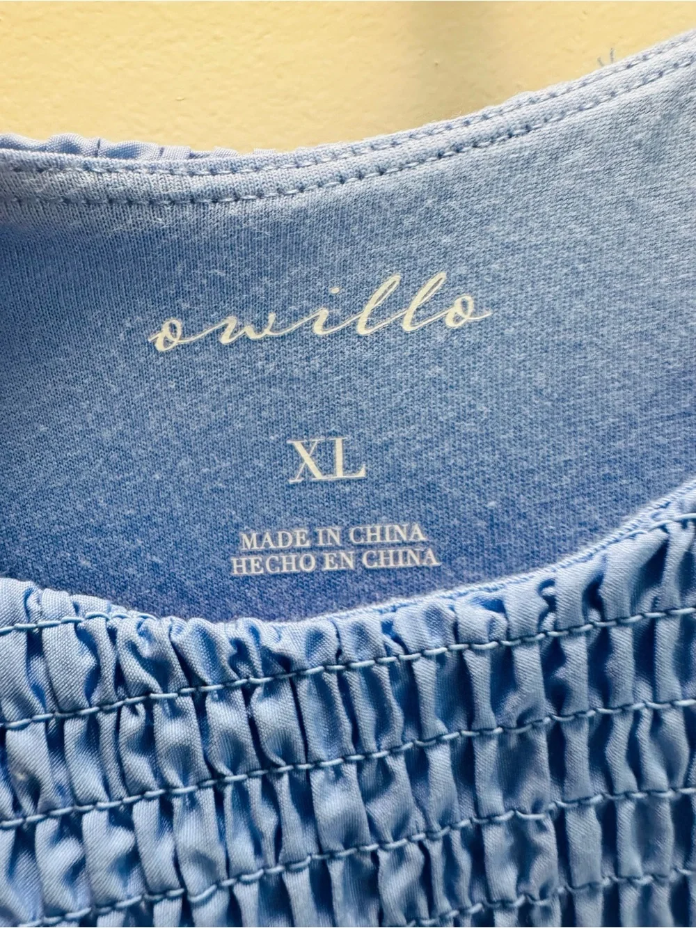 Girls' Blue Smocked Puff-Sleeve Casual Dress